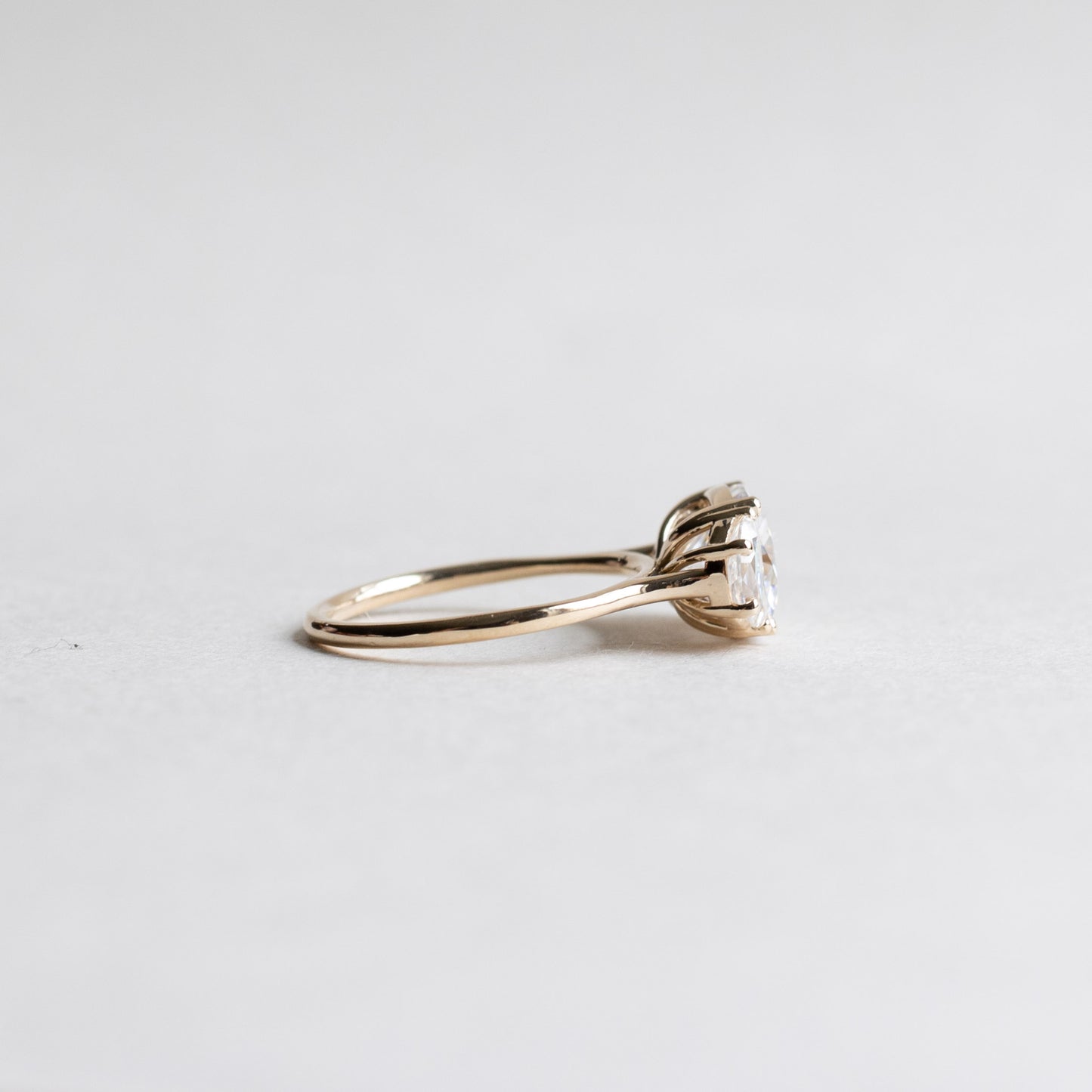 14K Three Stone Moissanite Ring