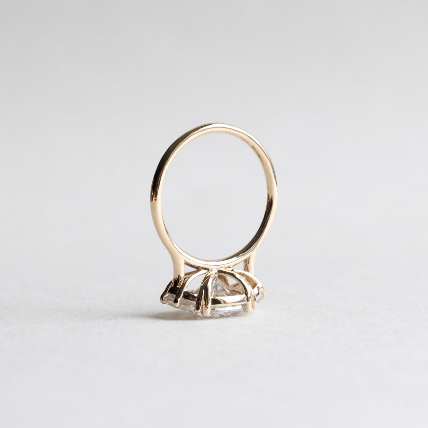 14K Three Stone Moissanite Ring