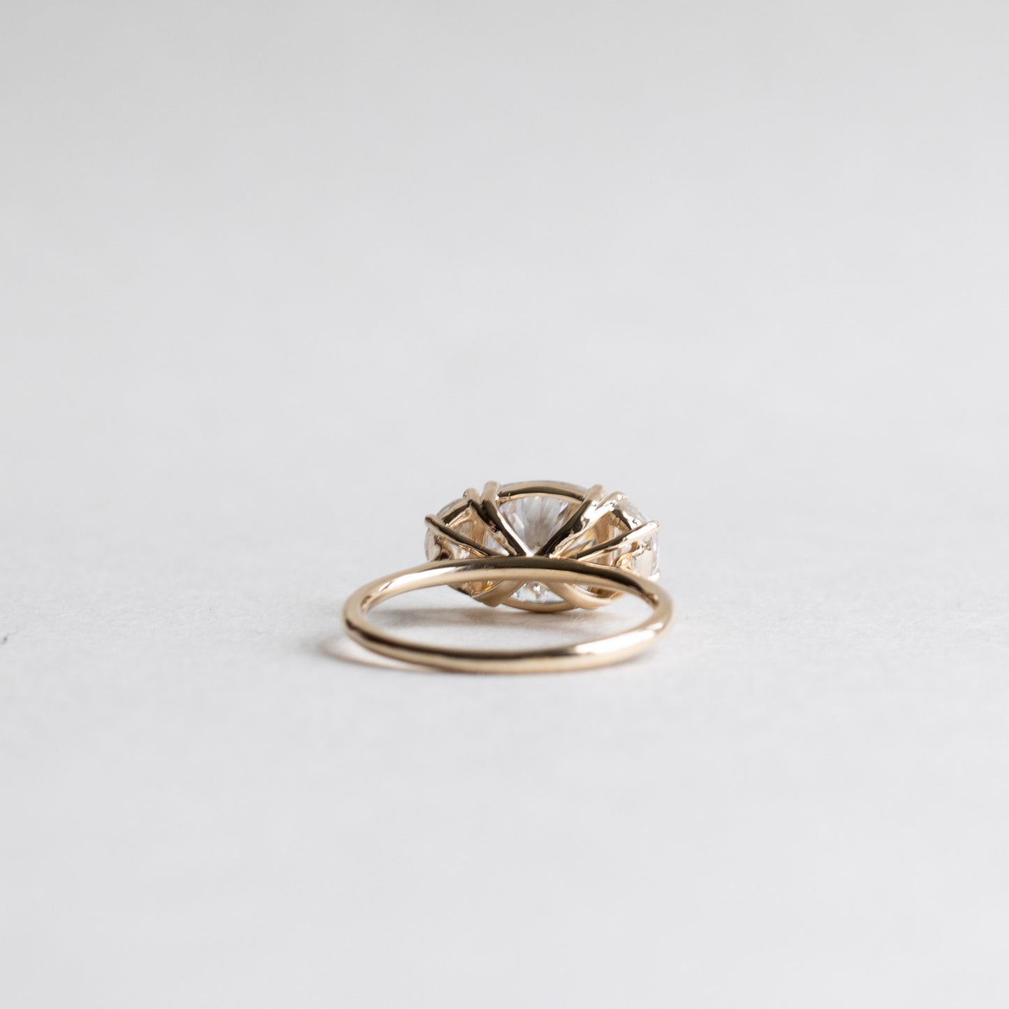 14K Three Stone Moissanite Ring