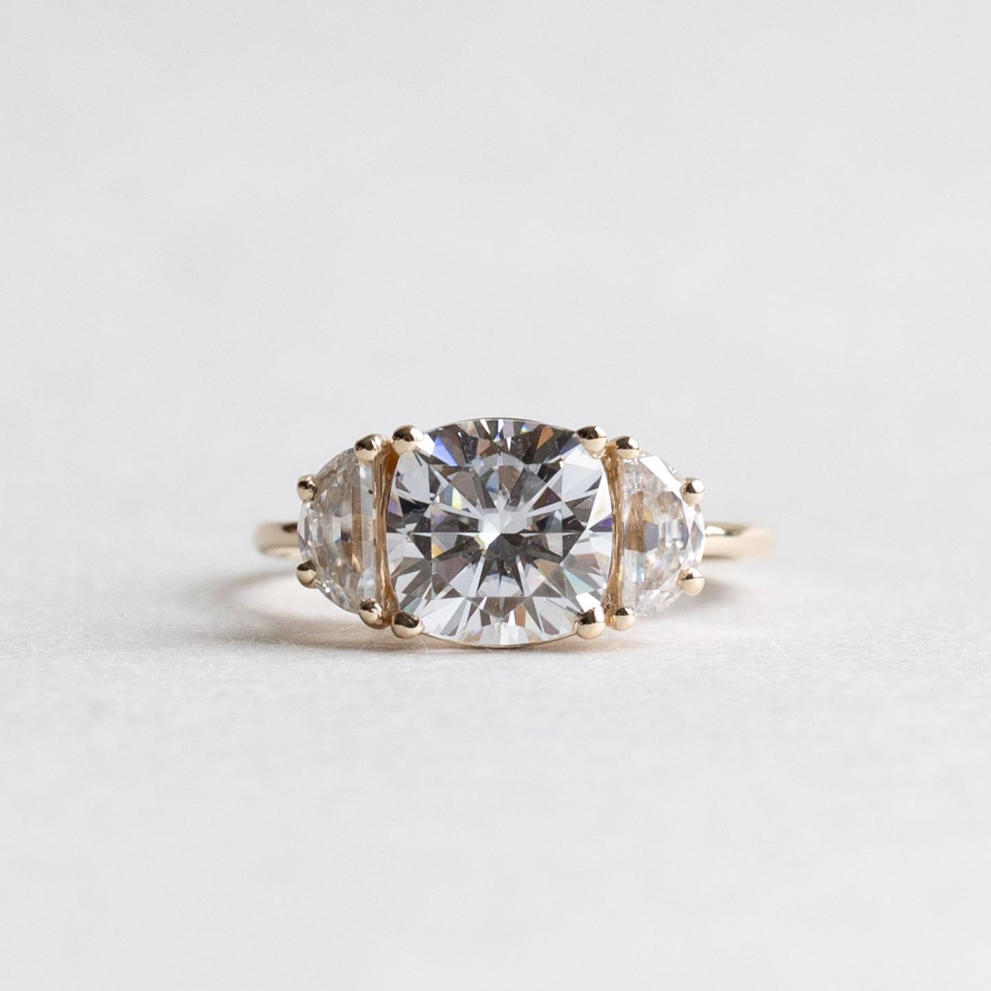 14K Three Stone Moissanite Ring