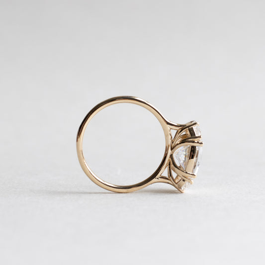 14K Three Stone Moissanite Ring