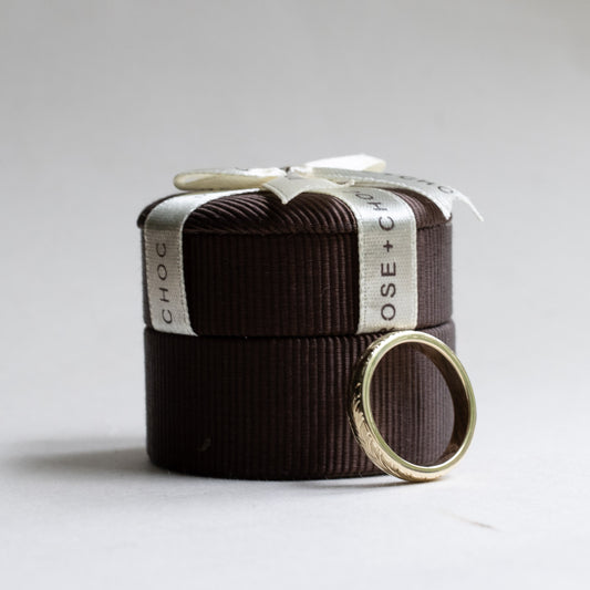 14K Gold Band, Hand Engrave Ring