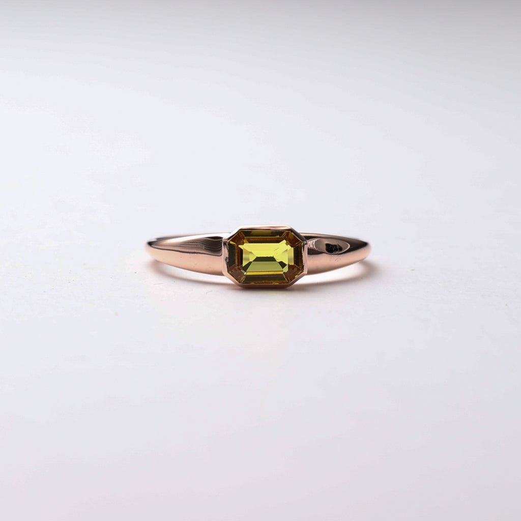14K Rose Gold Yellow Sapphire Bezel Ring