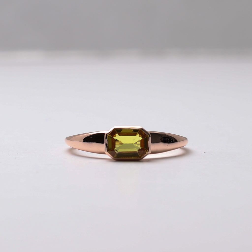 14K Rose Gold Yellow Sapphire Bezel Ring