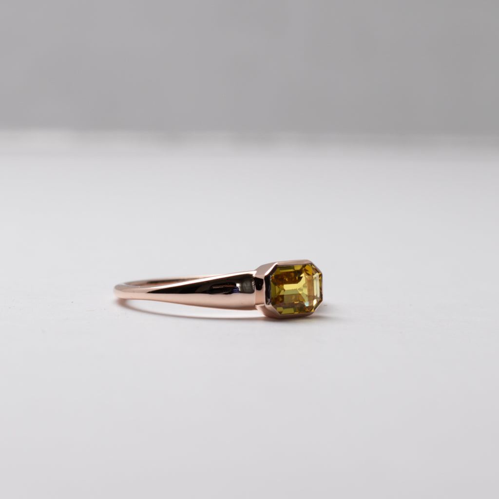 14K Rose Gold Yellow Sapphire Bezel Ring
