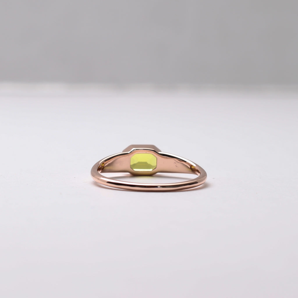 14K Rose Gold Yellow Sapphire Bezel Ring