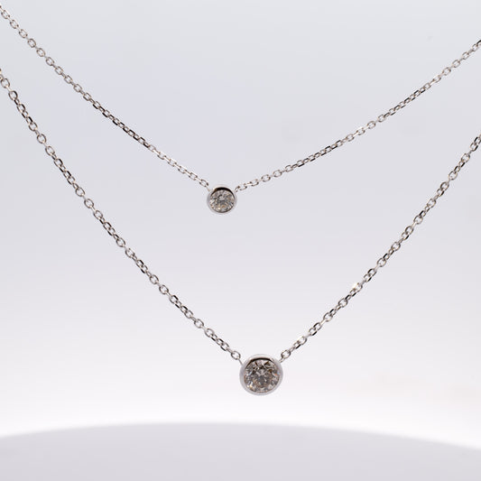 14K 1 Carat Bezel Natural Diamond Necklace