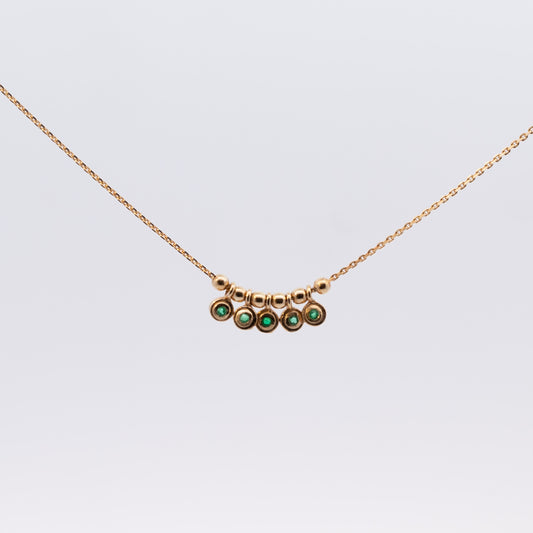 14K Emerald Bezel and Bead Necklace