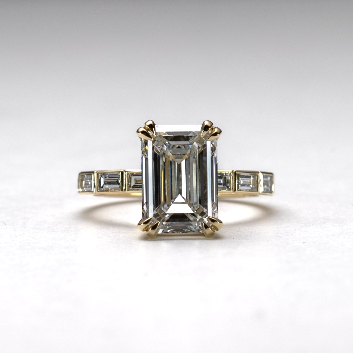 18K 3.5 Carat Emerald Cut Lab Diamond Engagement Ring