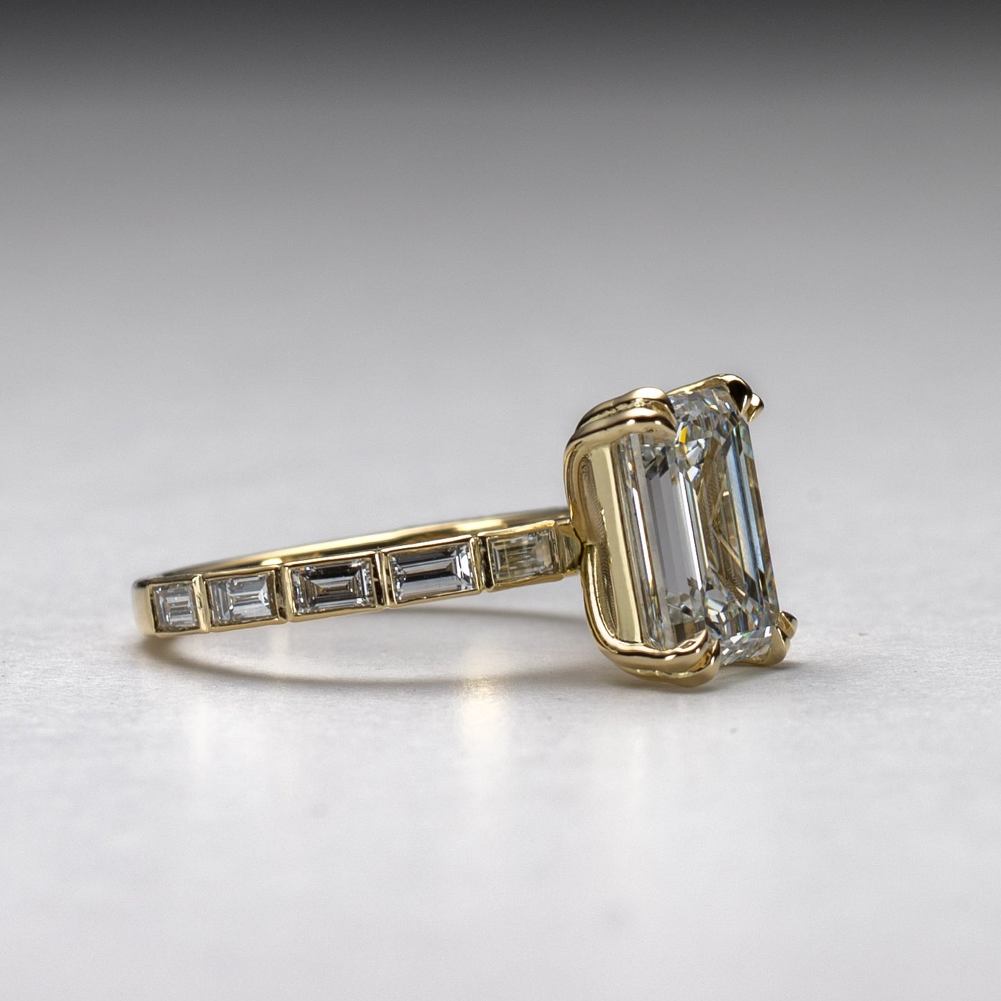 18K 3.5 Carat Emerald Cut Lab Diamond Engagement Ring