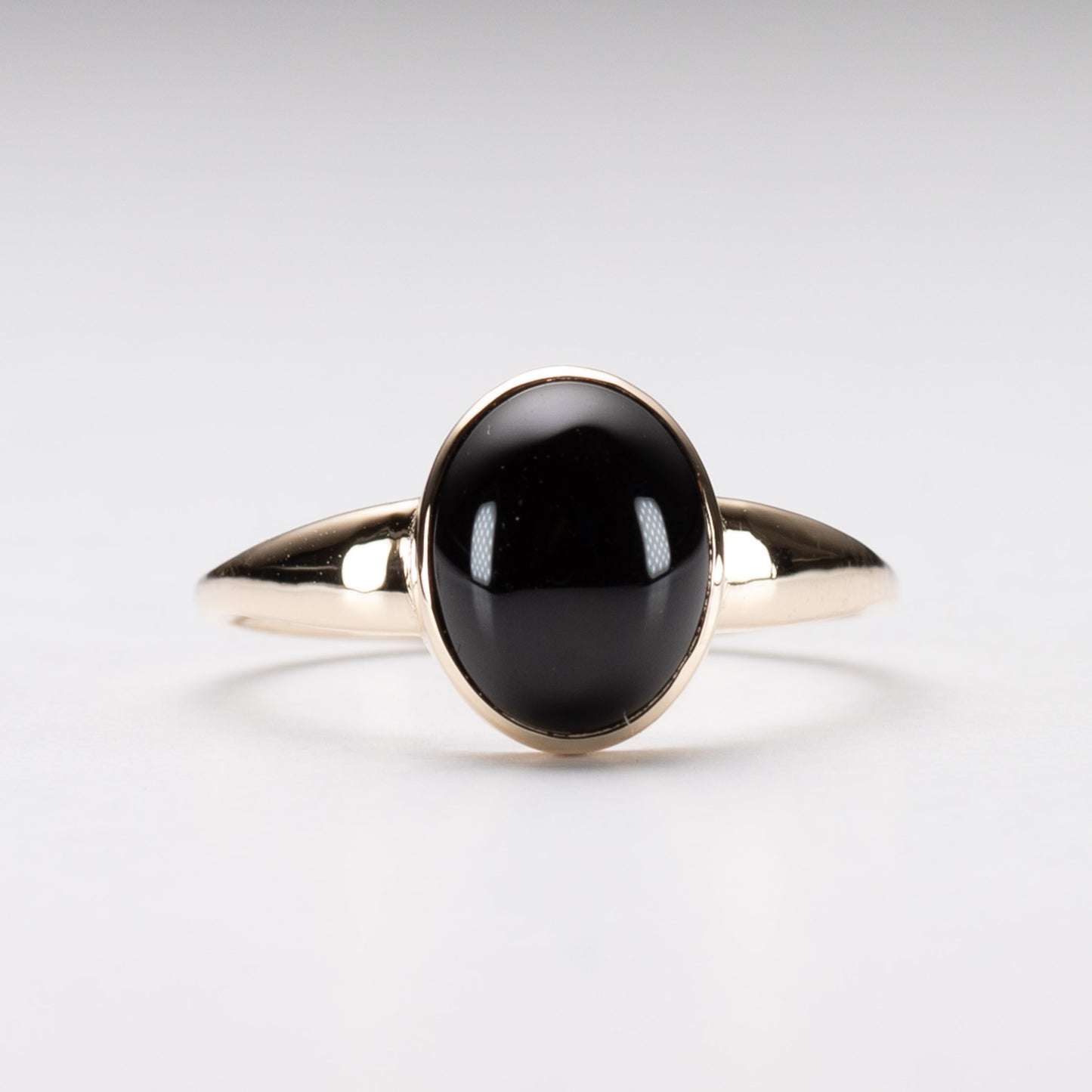 14K Gold Oval Black Onyx Ring
