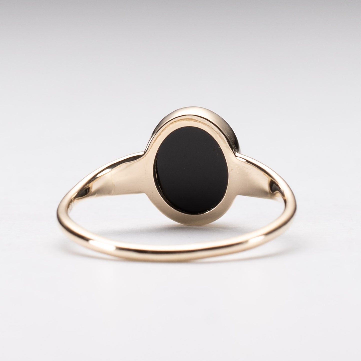 14K Gold Oval Black Onyx Ring