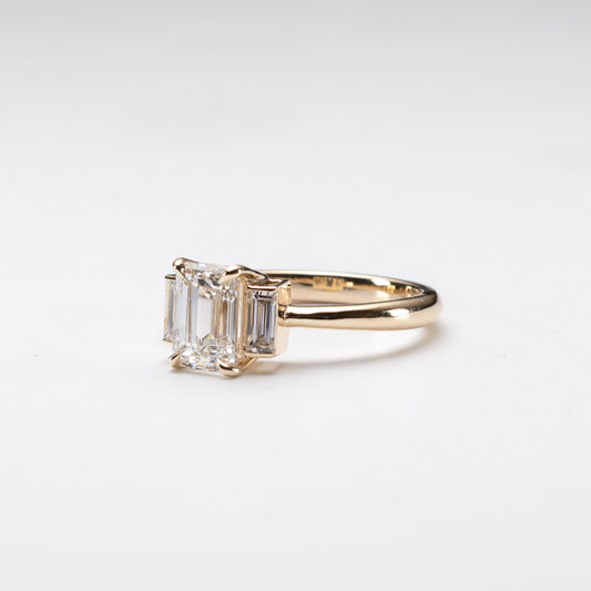 14K 2 Carat Three Stone Lab Diamond Ring