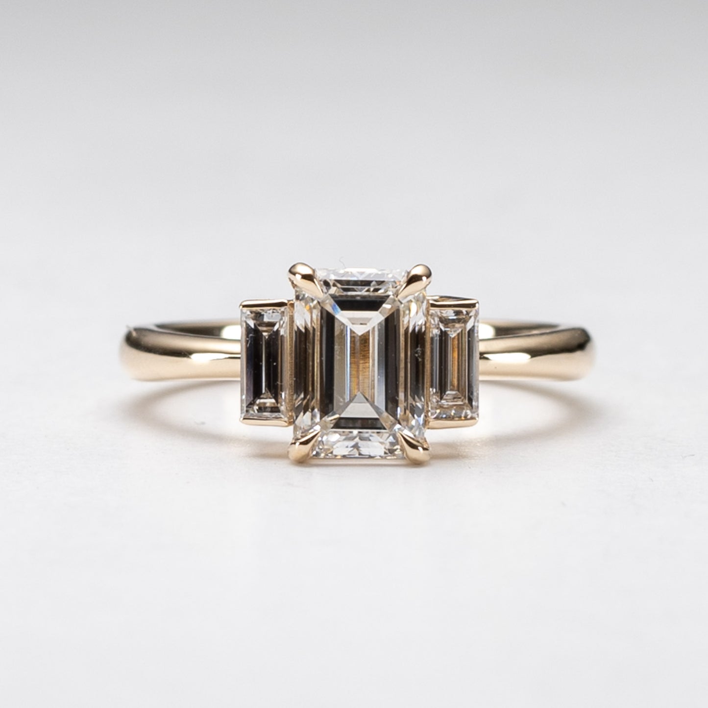 14K 2 Carat Three Stone Lab Diamond Ring