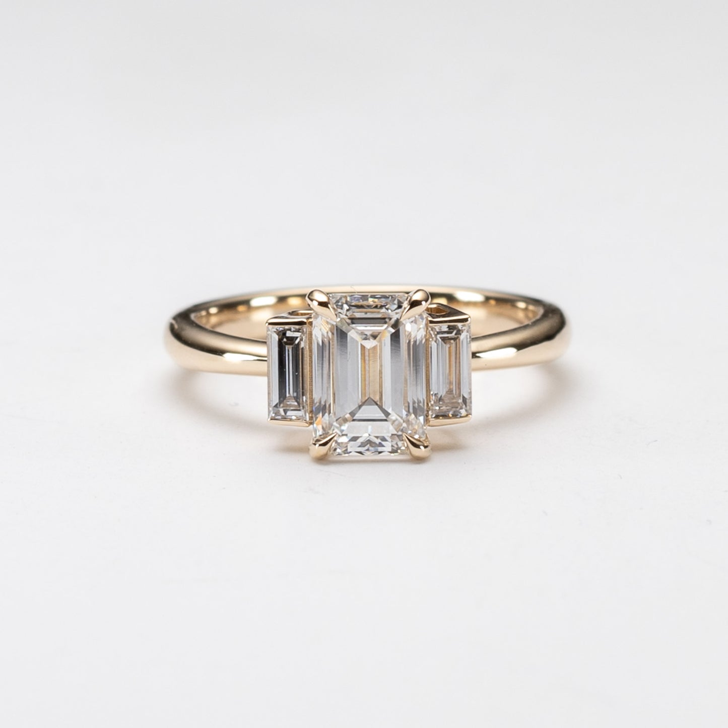 14K 2 Carat Three Stone Lab Diamond Ring
