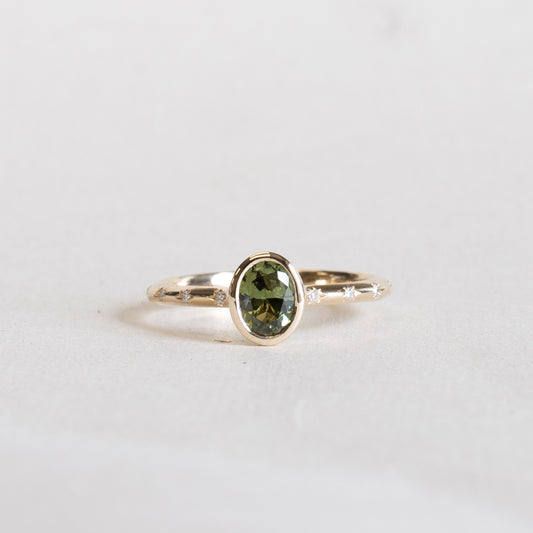 14K Green Sapphire Ring