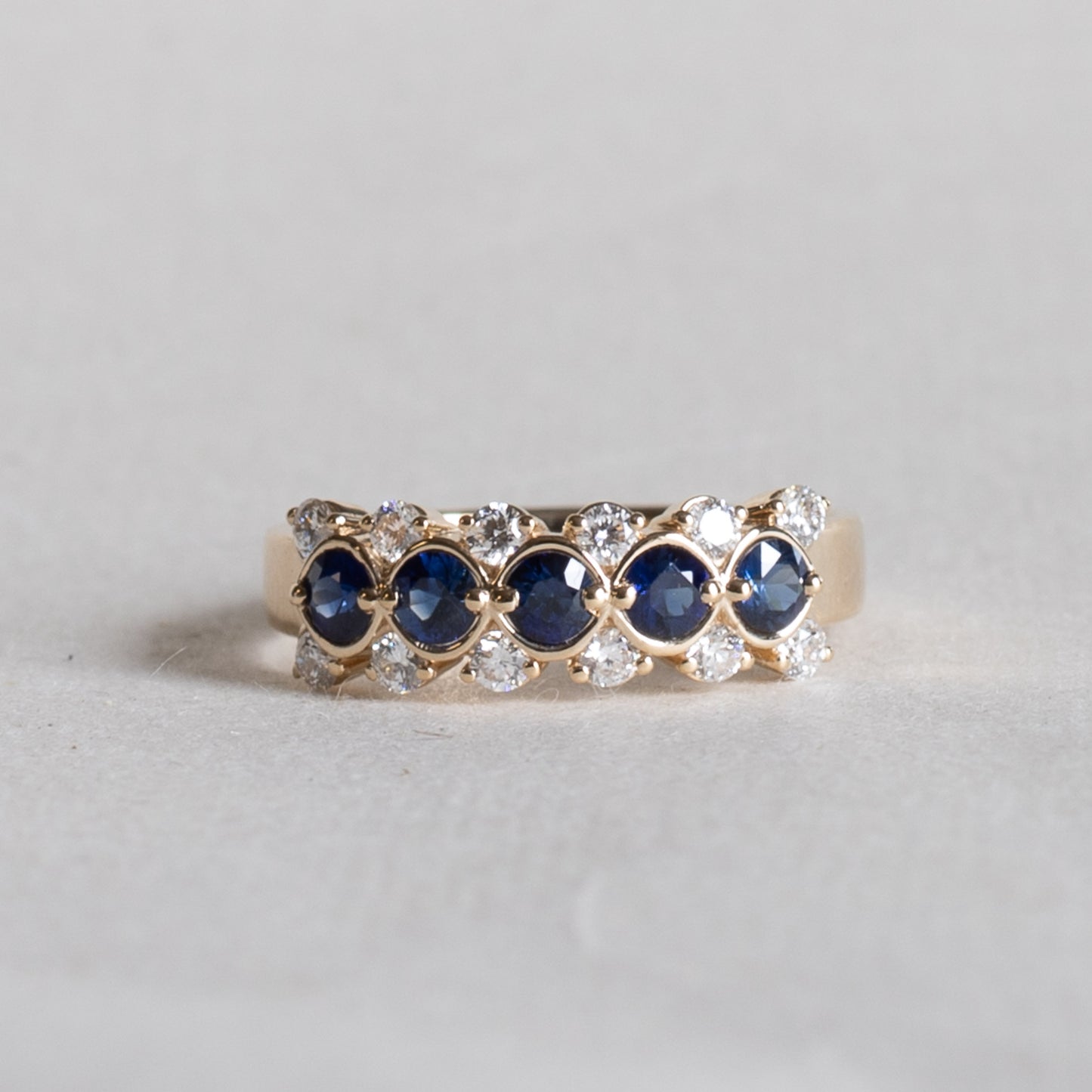14k Sapphire Diamond Cluster Band