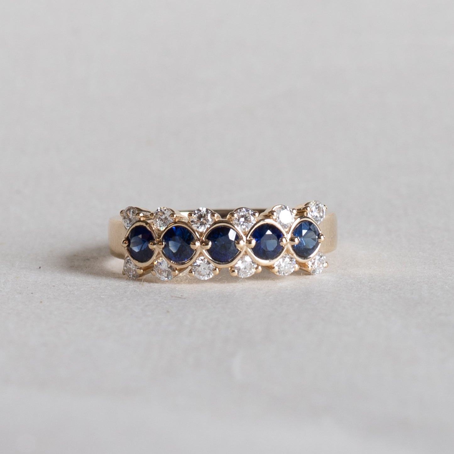 14k Sapphire Diamond Cluster Band