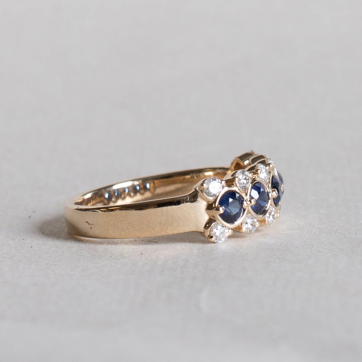 14k Sapphire Diamond Cluster Band
