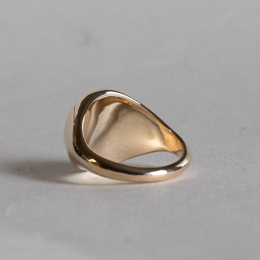 14k Gold Tiger Diamond Custom Signet Ring