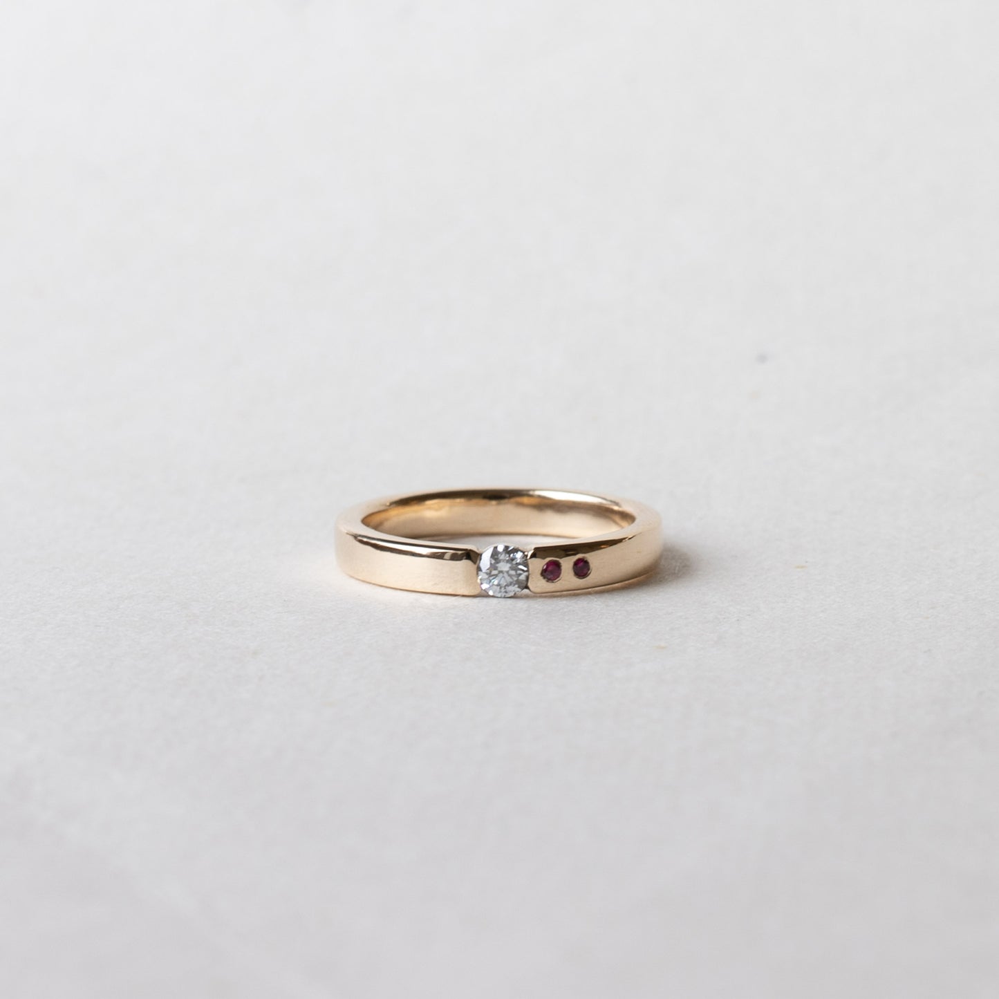 14K Diamond with Ruby Ring