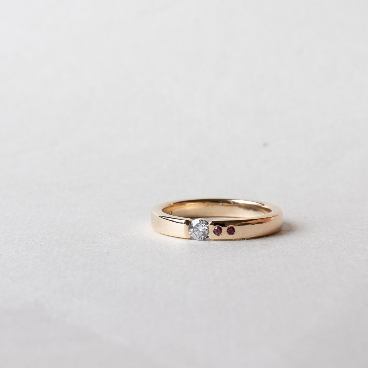 14K Diamond with Ruby Ring