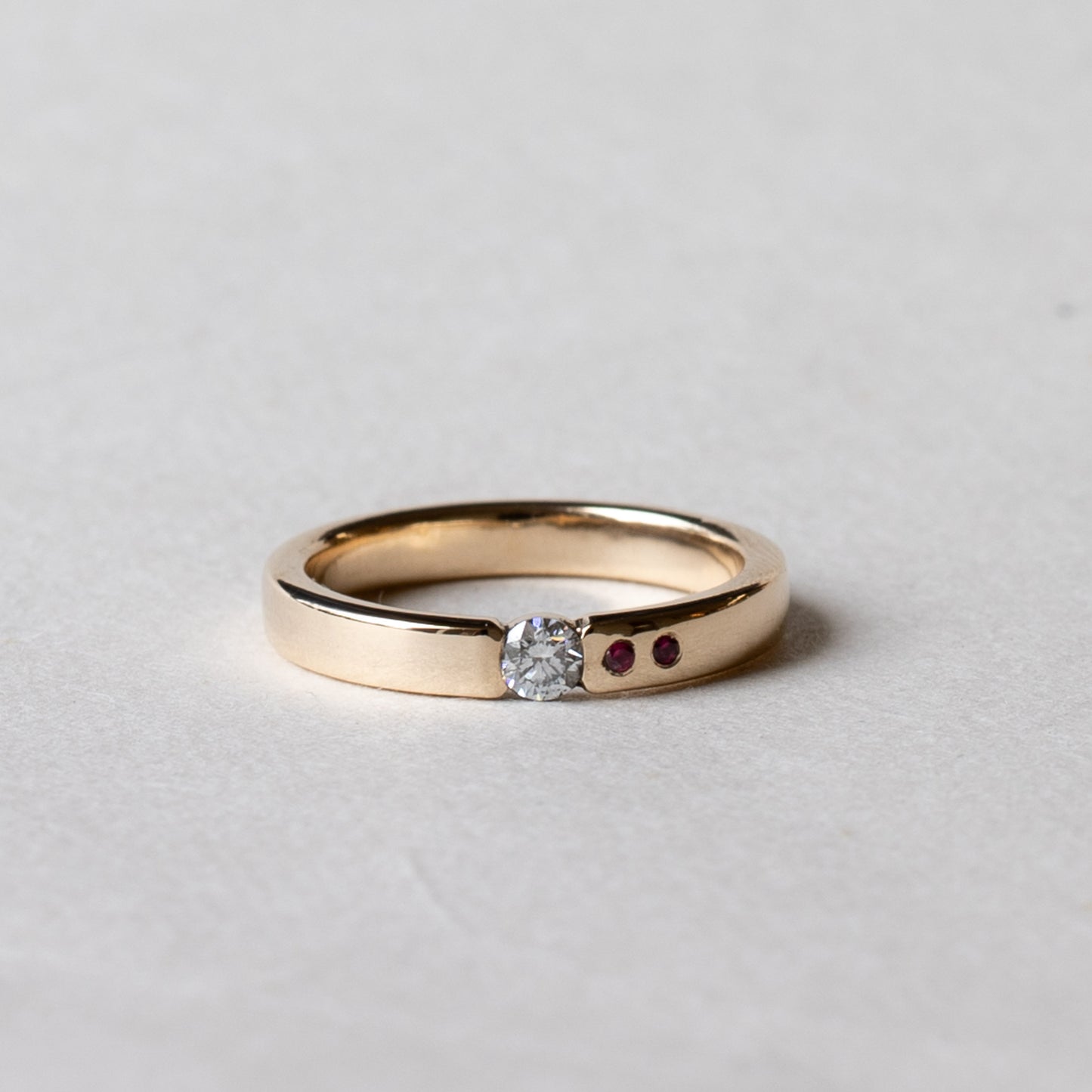 14K Diamond with Ruby Ring