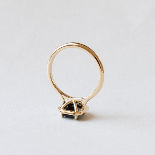 14K Yellow Gold Green Indicolite Tourmaline Engagement Ring