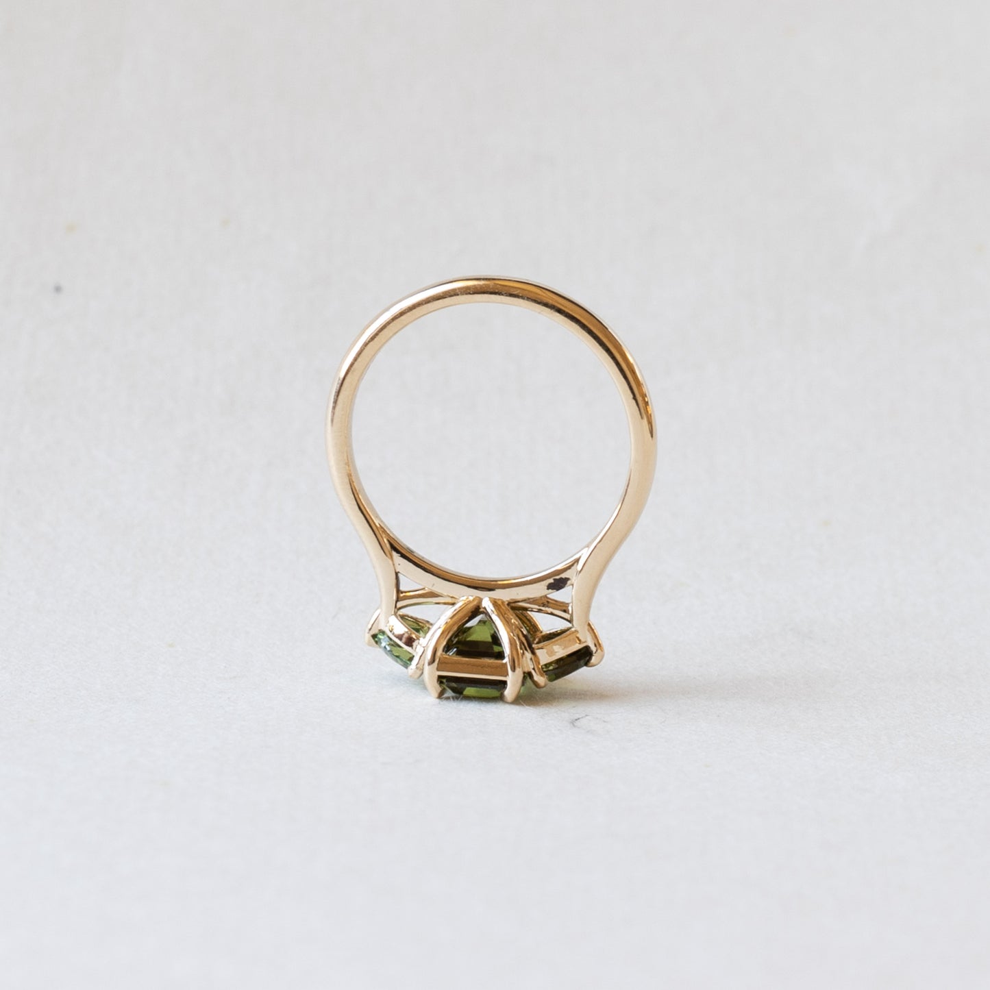 14K Yellow Gold Green Sapphire Engagement Ring