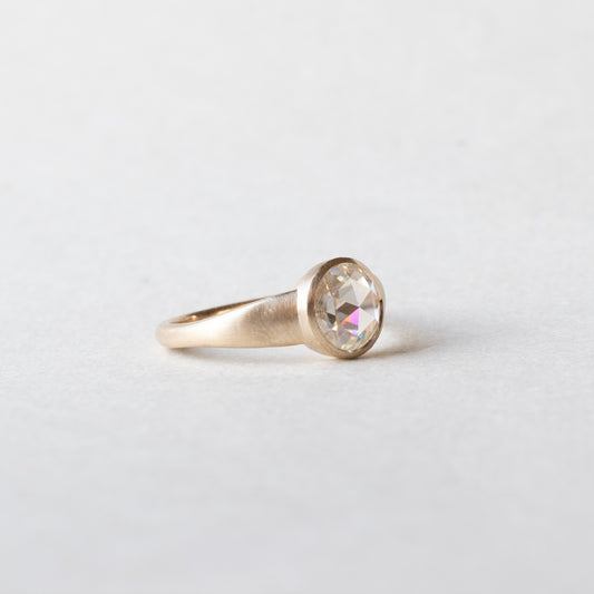 14K Yellow Gold Moissanite Ring Rose Cut Ring