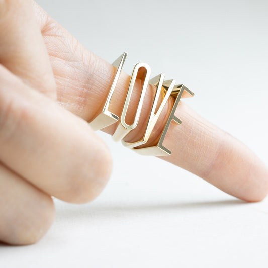 14K Alphabet Letter Ring