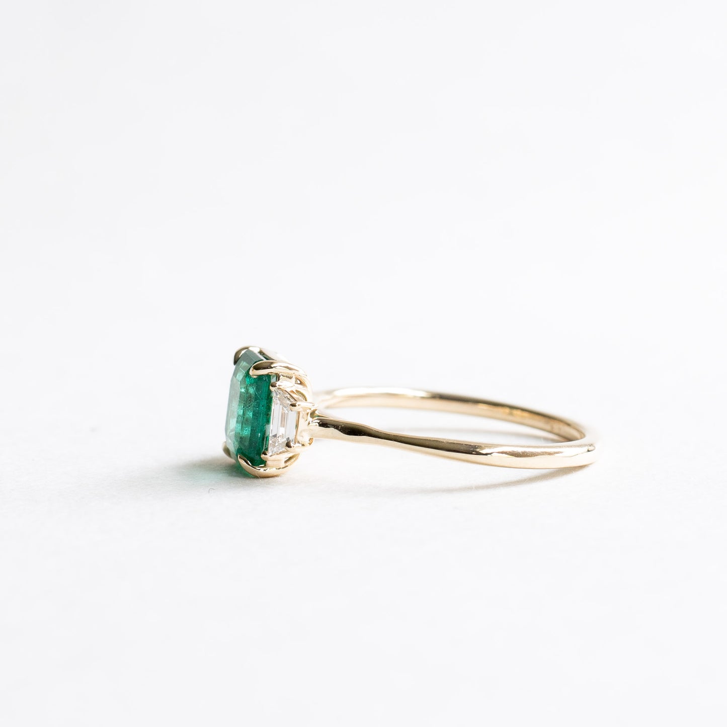 18K 1.17 ct Emerald Diamond Three Stone Ring