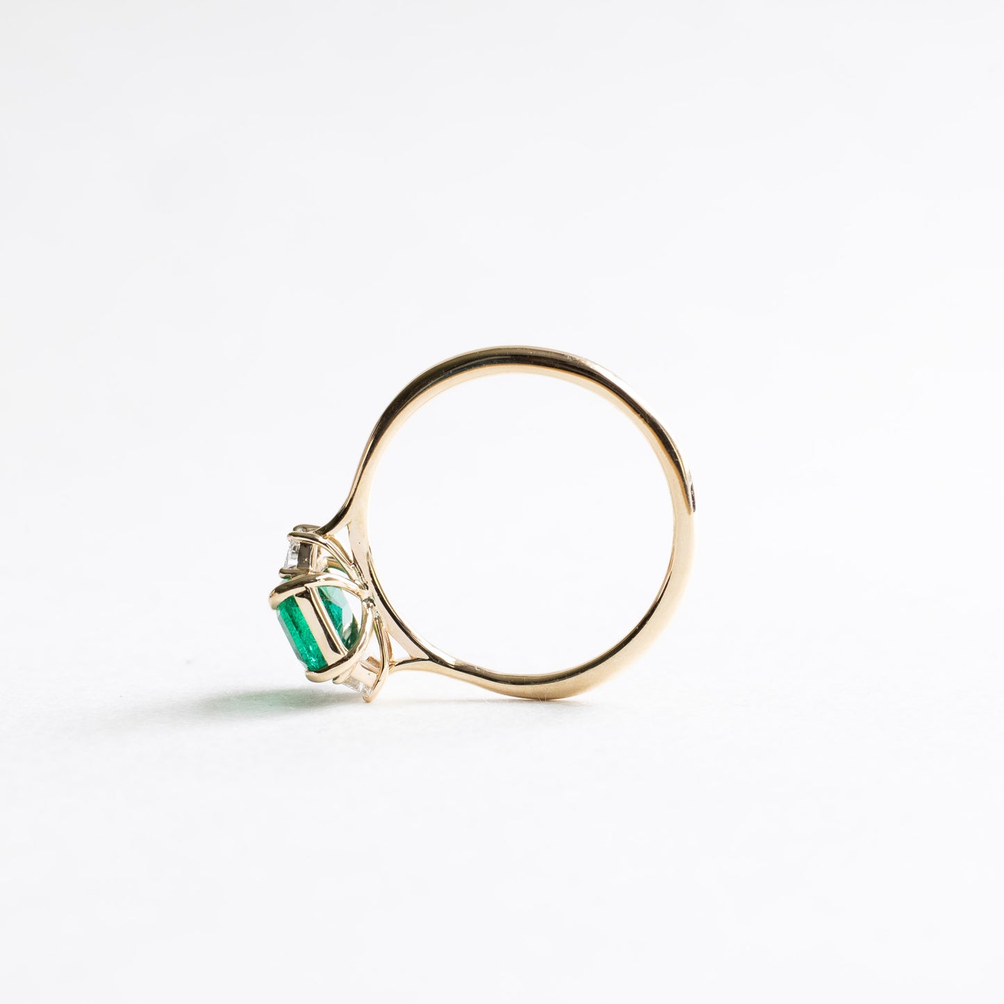 18K 1.17 ct Emerald Diamond Three Stone Ring