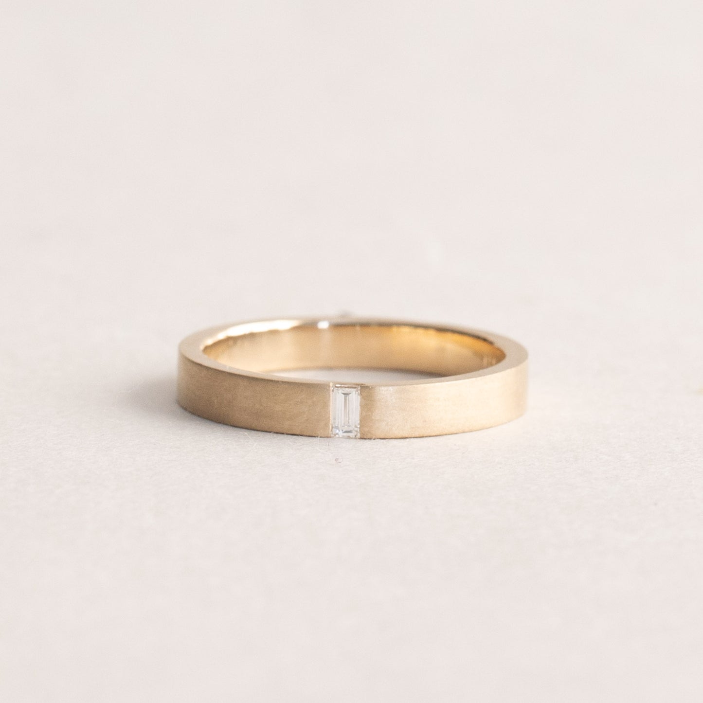 14K Matte Finish Baguette Diamond Band