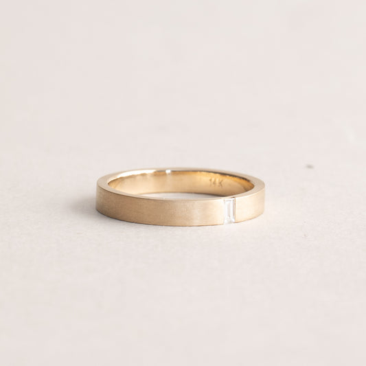 14K Matte Finish Baguette Diamond Band
