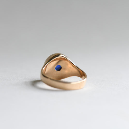 18K Yellow Gold Sapphire & Diamond Signet