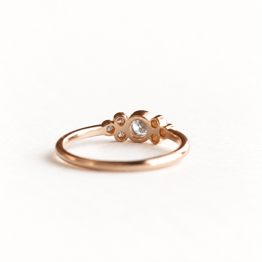 14K Rose Gold 0.2 Carat Diamond Cluster Ring