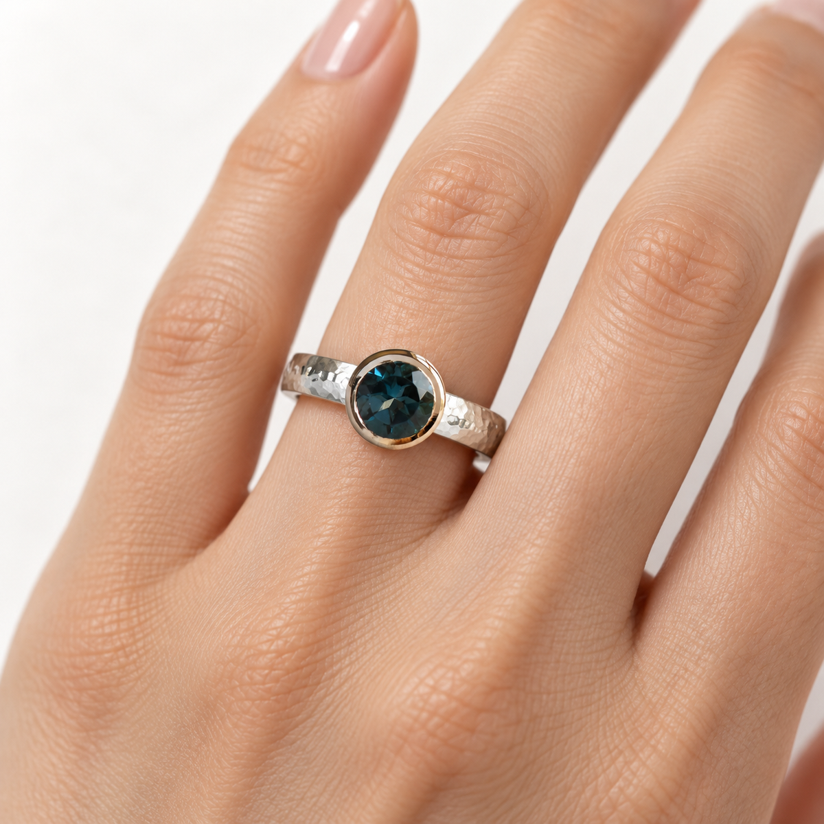Silver Two Tone Topaz Ring