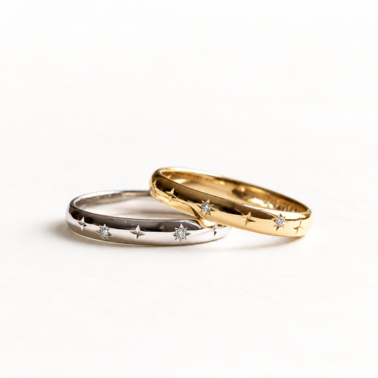 14K White Gold 3mm Starburst Diamond Band
