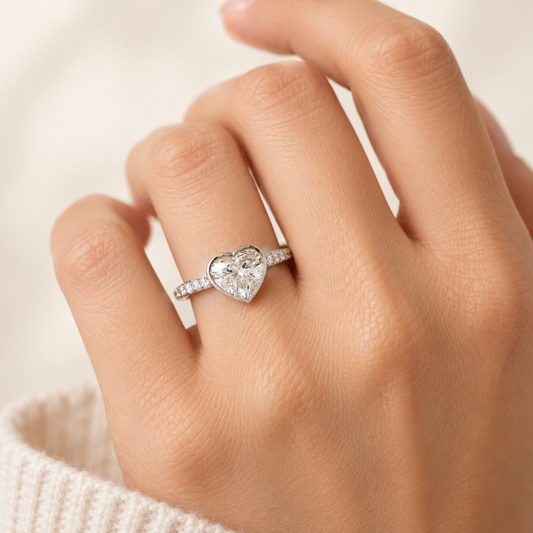 14K White Gold IGI 1.5 Carat Lab Diamond Heart Engagement Ring