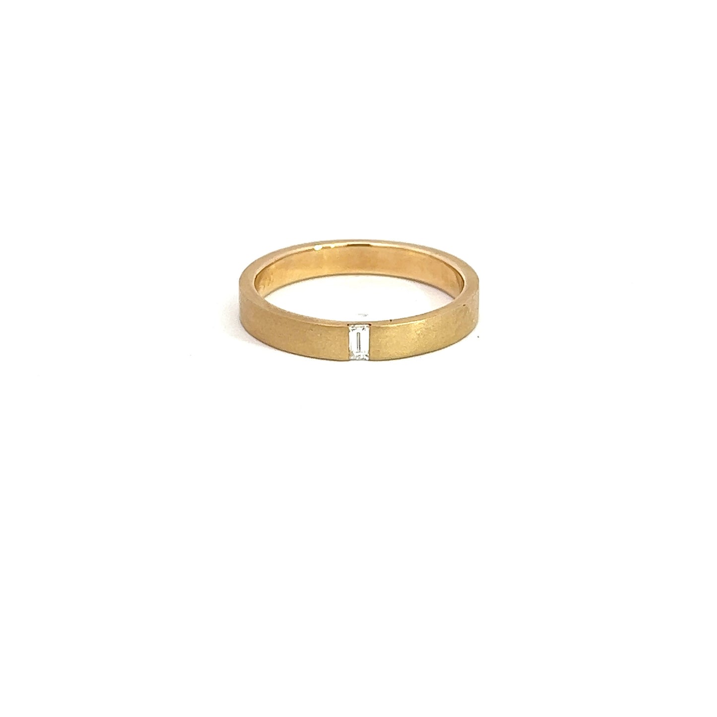 14K Matte Finish Baguette Diamond Band