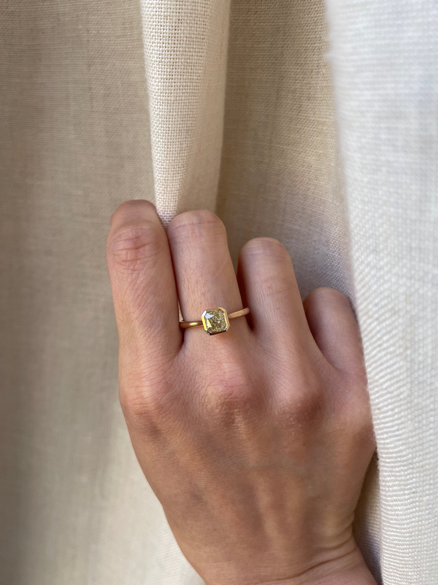 18K GIA Yellow Diamond Ring