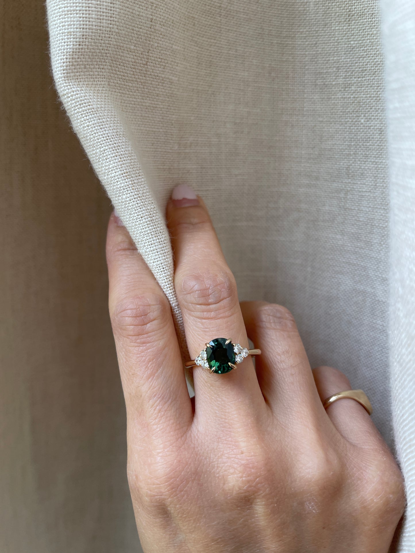 2.1 ct Green Tourmaline & Diamond Ring