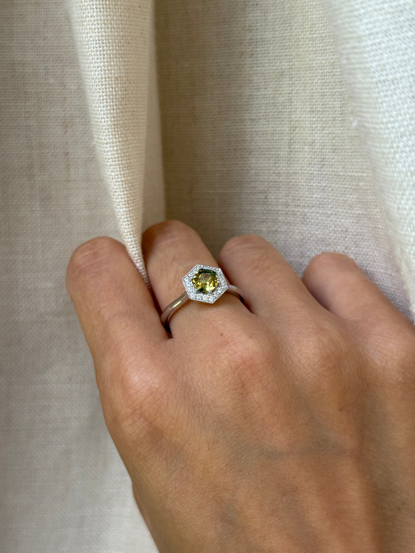 14K White Gold Australian Parti Sapphire Ring