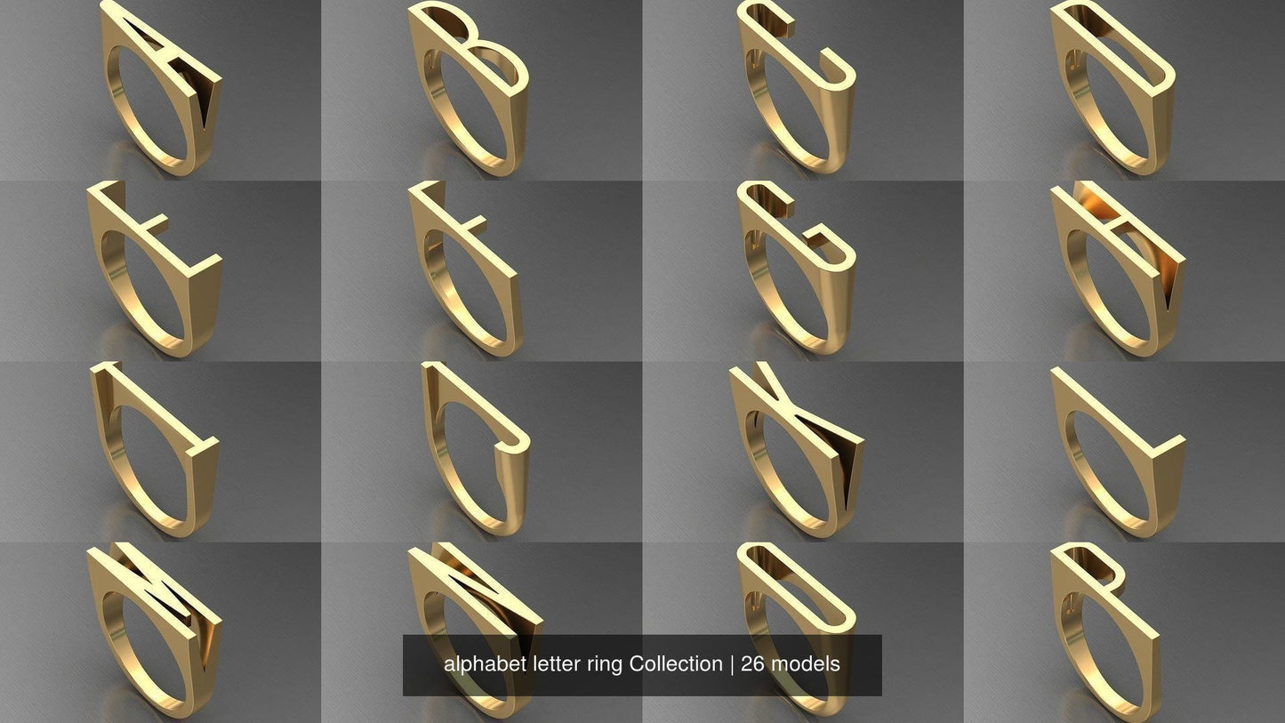 14K Alphabet Letter Ring