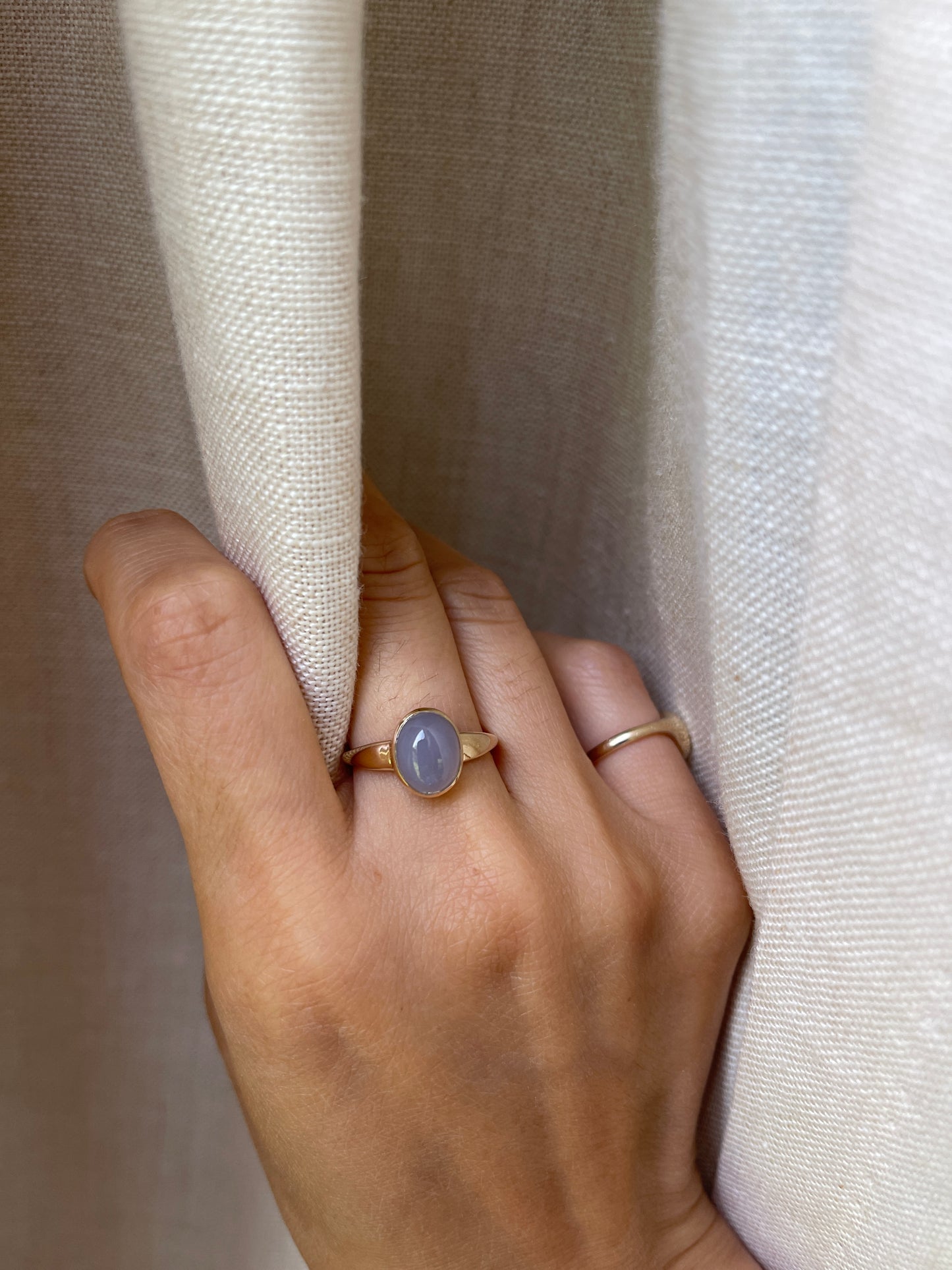 14K Blue Chalcedony Ring