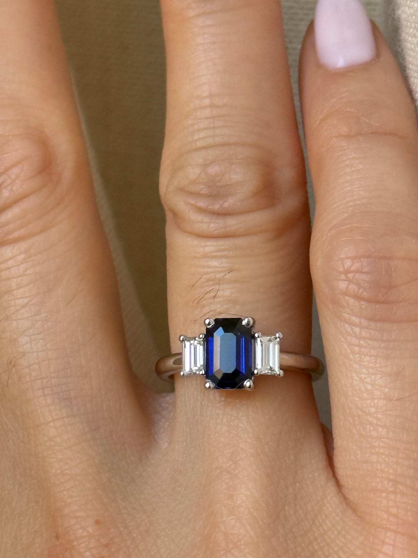 Platinum Blue Sapphire Ring