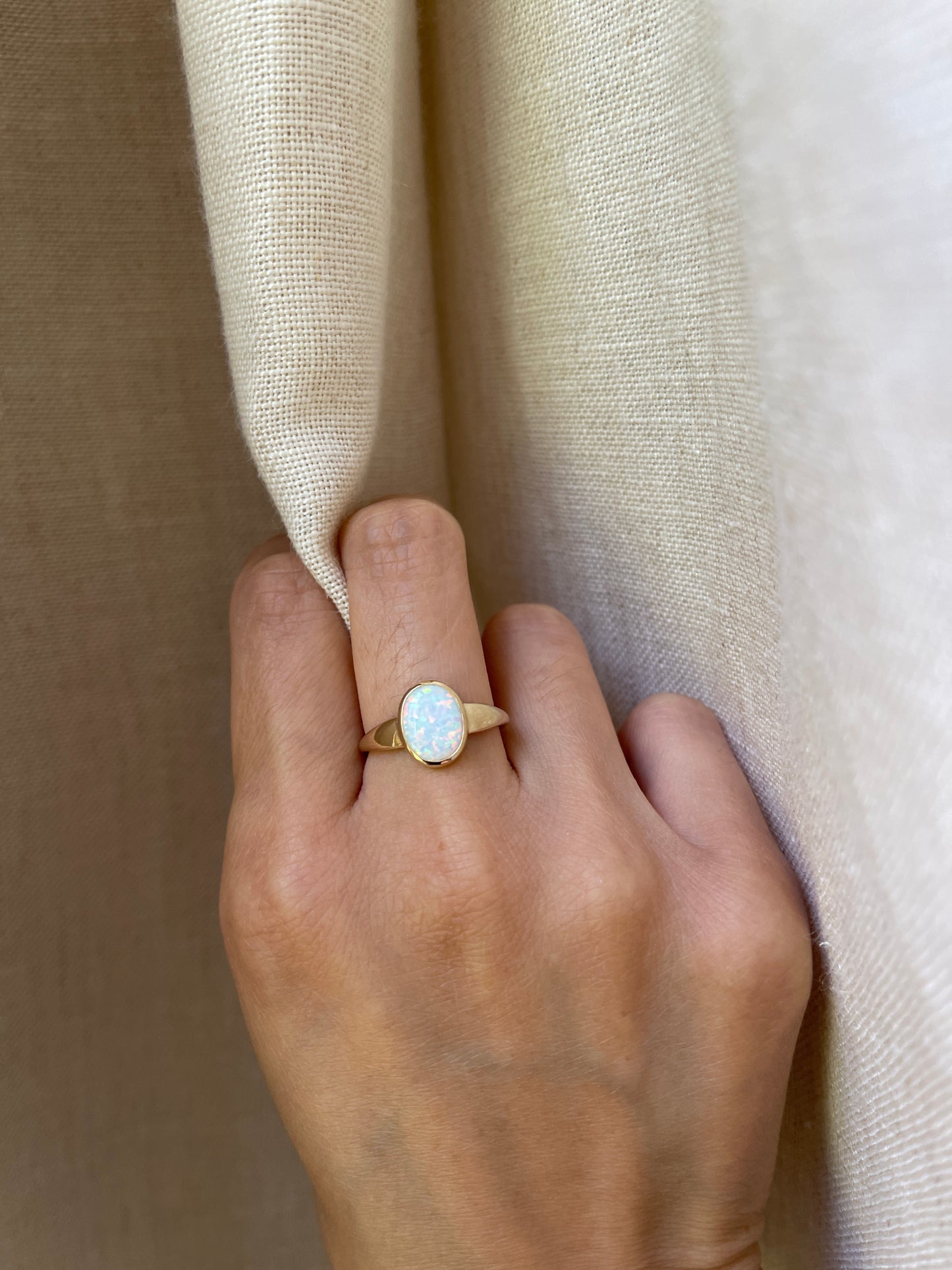 14K Synthetic Opal Ring