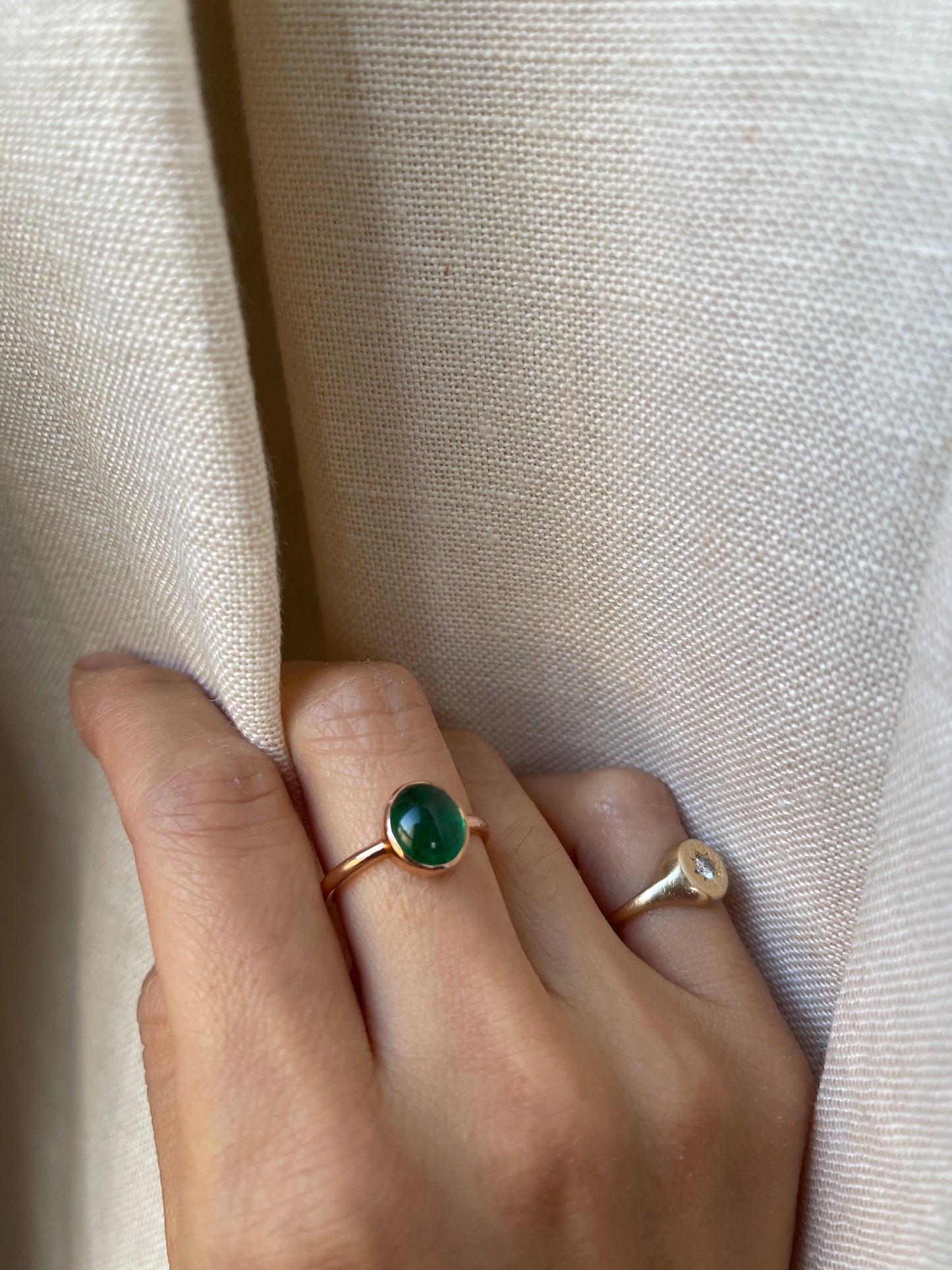 14K Rose Gold 2.7 CT Emerald Oval Ring