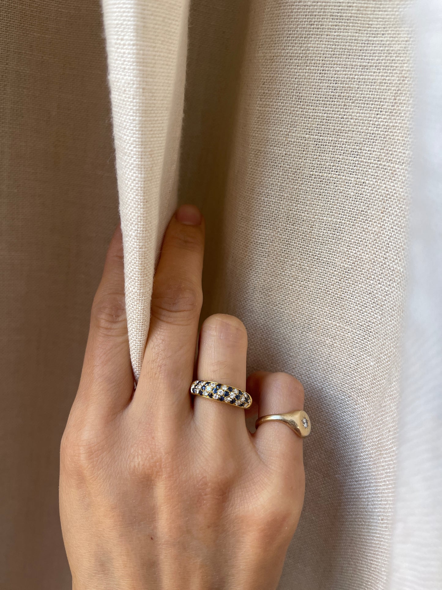 18K Estate Diamond Sapphire Ring